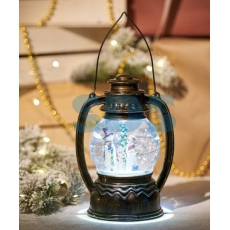Декоративный фонарь с эффектом снегопада и подсветкой Снеговики, Белый