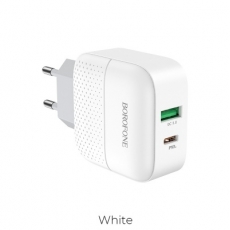 Зарядное устройство BOROFONE BA46A Premium USB+USB-C, 3A, белый