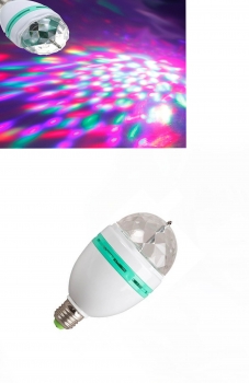 Светодиодная вращающаяся диско- лампа RGB 3W Е27
