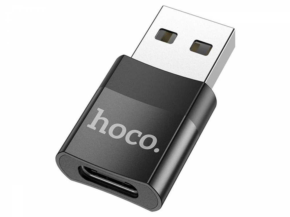 Переходник/Адаптер HOCO UA17, USB (m) - Type-C (f), черный