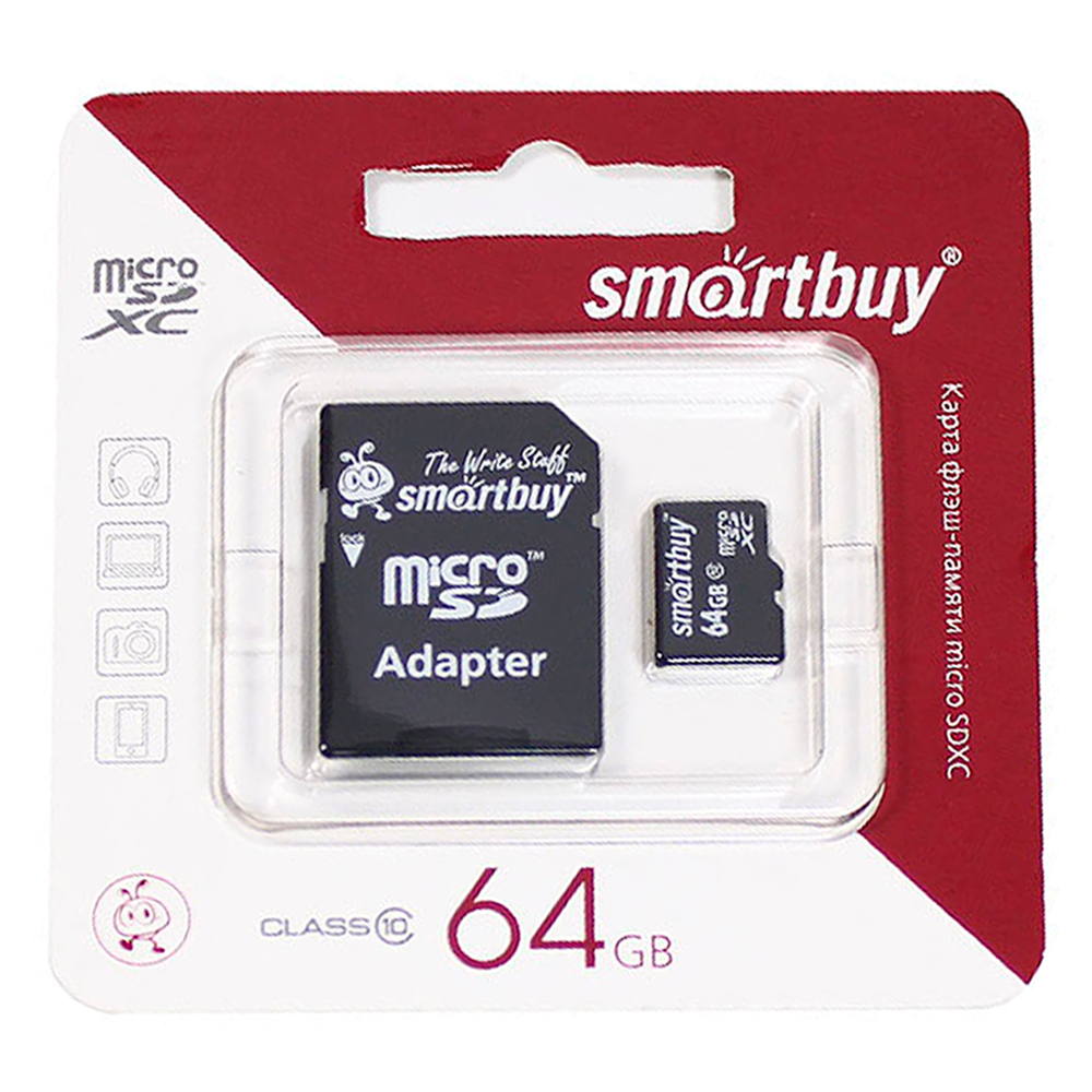Флеш карта SmartBuy MicroSD  Class 10 64Gb