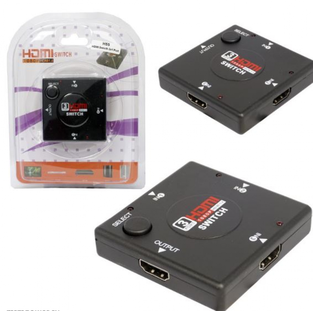 Адаптер H55 HDMI Switcher 3x1 Port (Black)